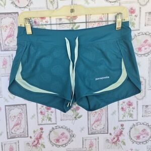 Patagonia Women's XS Strider Running Shorts Teal Blue Lined Athletic Gym